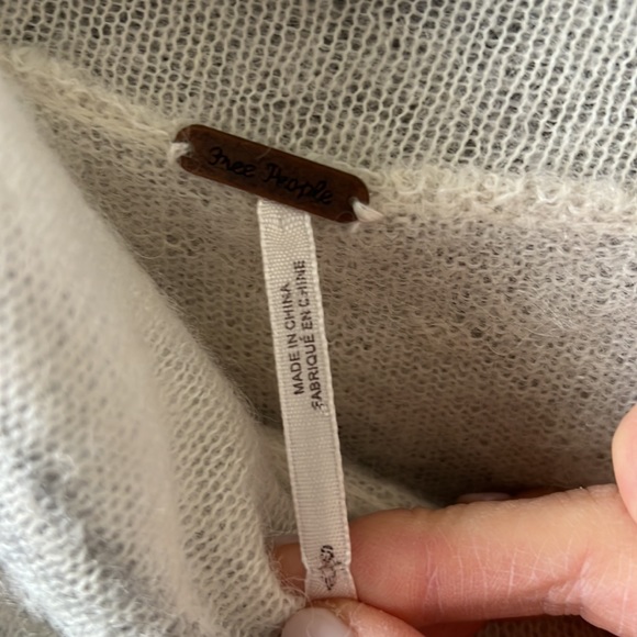 Free People Lulu Rugby Grey/white Stripe Cowl Neck Sweater Size Small - Picture 5 of 6